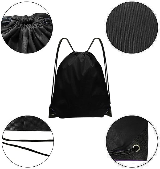 Black Drawstring Bags 28 PCS Drawstring Backpack Bulk String Backpack Cinch Bag Sackpack for Men Women Gym (Black)