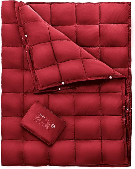 KingCamp Down Camping Blanket - Packable Lightweight Travel Blanket for Stadium, Camping, Backpacking, Compact & Water Resistant & Warm Airplane Quilt