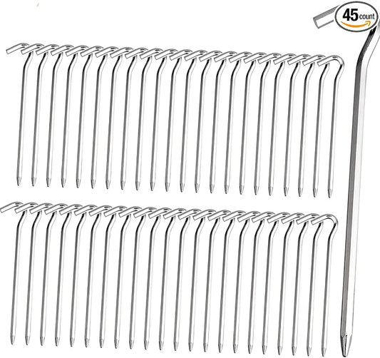 Tent Pegs - Aluminium Tent Stakes Pegs with Hook - 7’’ Hexagon Rod Stakes Nail Spike Garden Stakes Camping Pegs for Pitching Camping Tent, Canopies