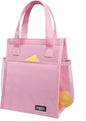 Fmeida Insulated Lunch Bag for Women, Pink, Reusable Adult Lunch Box for College, Picnic, Beach | Front & Side Pockets