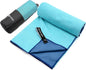Eunzel Quick Dry Camping Towel, Microfiber Travel Towel Super Absorbent Fast Drying Towel for Camping, Beach, Gym, Backpacking, Yoga & Swimming(24" x 48", Navy/Cyan)