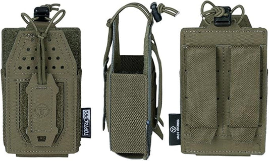 Tactical Radio Holster Molle Radio Pouch Universal Radio Holder for Walkie Talkie Motorola BaoFeng UV-5R BF-F8HP Adjustable Storage Rifle Magazine Pouch(Ranger Green)
