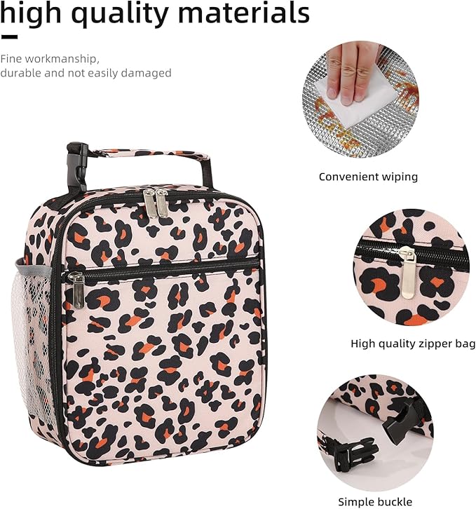 Lunch box Lunch bag for men women Insulated Lunchbox Lunch bags for Work Picnic Travel (Leopard)