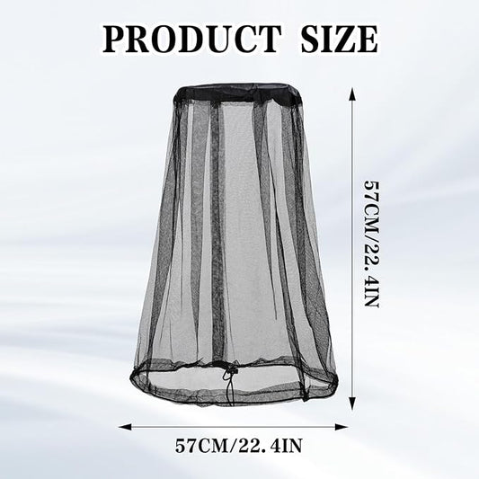 Mosquito Head Net, Premium Extra Fine Holes Face Mesh Bug Face Netting for Head Hiking, Backpackers Insect Net Mask Cover for Outdoor Travel Camping Hiking