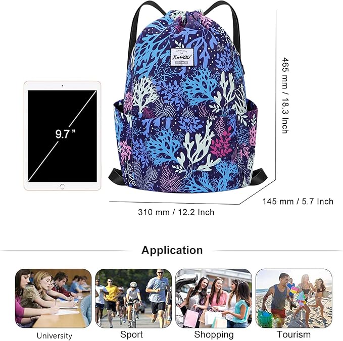 XEYOU Drawstring Sports Backpack Lightweight Gym Yoga Sackpack Shoulder Rucksack Casual Outdoor Daypack for Women and Men