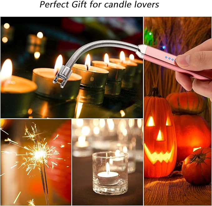 MEIRUBY 2 Pack Lighter Electric Candle Lighter Birthday Gifts for Women Mom Wife Men, Long Electronic Rechargeable USB Lighter Arc Windproof Flameless Lighters for Candle Camping BBQ
