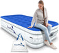 EnerPlex Twin Air Mattress with Built-in Pump - 16 Inch Double Height Inflatable Mattress for Camping, Home & Portable Travel - Durable Blow Up Bed with Dual Pump - Easy to Inflate/Quick Set Up﻿