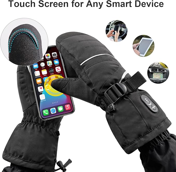SNOW DEER Heated Gloves Electric Upgraded Men Women 7.4V Rechargeable Battery Gloves,Heated Motorcycle Glove Mittens