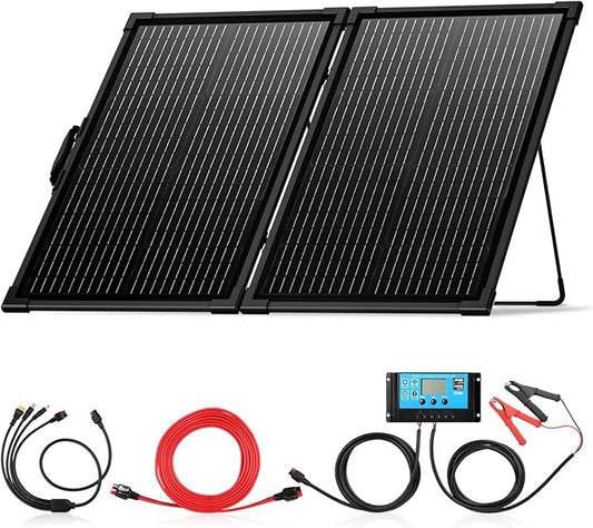 100 Watt Portable Solar Panel Kit with 10A PWM Controller,23.5% High Efficiency & IP68 Waterproof,Foldable Lightweight Design for RV/Camping/Battery,Off-Grid Power Stations,Camping Essentials
