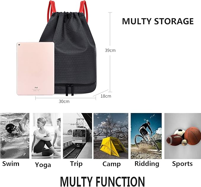 Waterproof Drawstring swim Bag Sackpack Backpack,Dry Wet Depart,Swimming Gym Yoga Sport Shoulder Rucksack Daypacks Casual Bags (GREY)