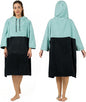 Surf Poncho Changing Robe, 3/4 Sleeve Extra Large Thick Hoodie Towel Poncho for Men Women Beach Swimming, 39‘’x33‘’, Black Teal