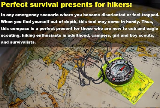 Orienteering Compass Camping Survival Hiking Backpacking Advanced Scout Navigation Compass Best Survival Gifts for Kids Professional Field Compass for Map Reading Hiking Camping Outdoor