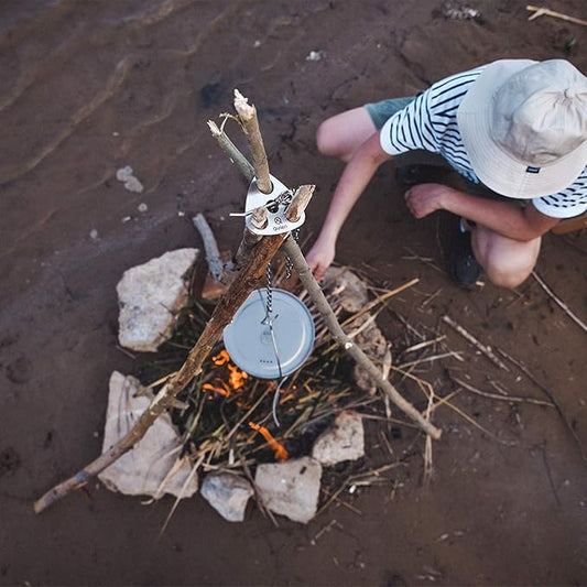 Camping Tripod Board - Turn Branches into Campfire Tripod, Stainless Steel Campfire Support Plate with Adjustable Chain for Hanging Cookware - Perfect Camping Accessories for Outdoor Cooking