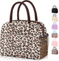 Lunch Bag Women,Lunch Box Adult for Women Men Reusable Insulated Lunch Tote Bag,Leakproof Food Handbags Case High Capacity for Travel Work Picnic Beach,Leopard