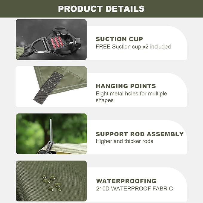 Portable Car Awning for SUV, 10 x 5.6 FT Van Truck Awning for Camping, Needn't Roof Rack Hardwares Waterproof UV50+
