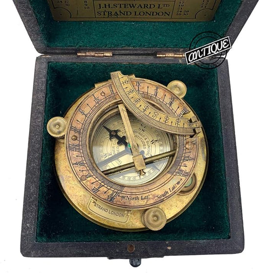 AV Nautical Sundial Brass Compass with Wooden Box - Gifts for Father/Brother/Sailor/Marine