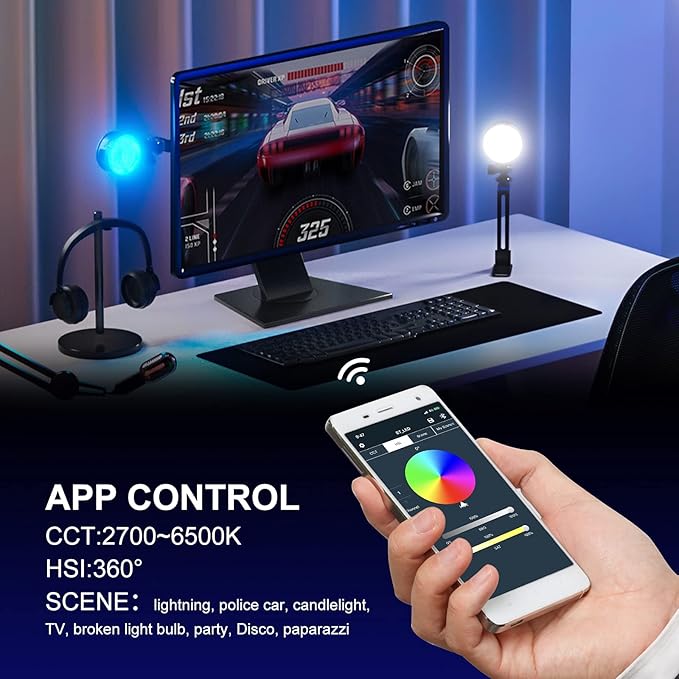 RGB Video Light,RGB+Bi Color Double Sided LED Camera Light,3000mAh Rechargeable LED Lighting CRI 97+,2700K-6500K,RGB 0-360 Full Color Double Sided Video Light for Photography,Vlogging