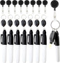 24 Pcs Mini LED Keychain Flashlights Permanent Marking Pens Badge Reel Mini LED Keychain Black Keychain Marker Pen