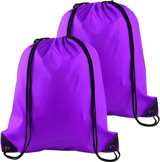 KUUQA 2Pcs Drawstring Backpack Bags Sports Cinch Sack String Backpack Storage Bags for Gym Traveling (Purple)
