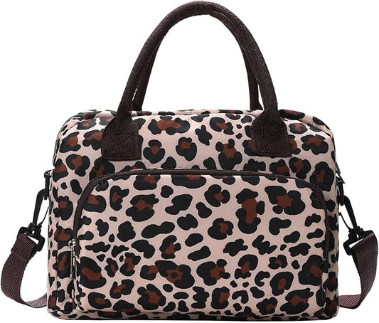 Lunch Bag for Women Men Large Insulated Reusable Lunch Box Girls Leopard Water Resistant Portable Cooler Tote Bag for Work Picnic