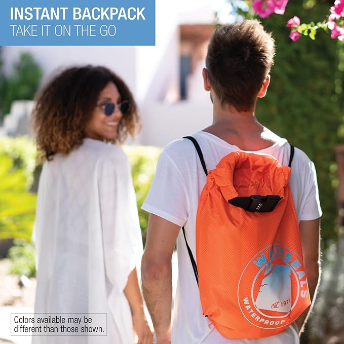 WaterSeals Lewis N. Clark Cinch Locking Backpack | Waterproof Drawstring Bag | Anti-Theft Combination Lock | For Men & Women | Black