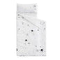 Wake In Cloud - Toddler Nap Mat with Pillow and Blanket, 100% Cotton Fabric, for Kids Boys Girls in Daycare Kindergarten Preschool, Roll Up Sleeping Bag, Black White Spaces, Standard