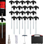 20PCS Screw in Tent Stakes Heavy Duty,8 Inch Screw in Tent Pegs,Metal Camping Stakes,with Hex Head Driver,Nail Lifter,Ropes,Camping Tent Accessories,Black