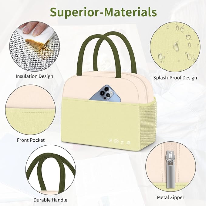 Lunch Bag Women, Lunch Box for Women Men Reusable Insulated Lunch Tote Bag, Handbags Case High Capacity for Travel Work Picnic