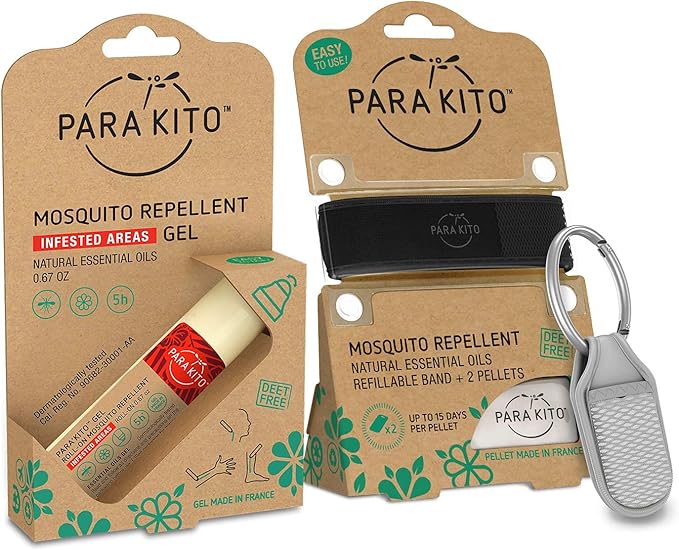 PARA'KITO Mosquito Repellent Bundle - 1 Roll-on | 1 Wristband | 1 Clip (Roll-on + Black + Sage)