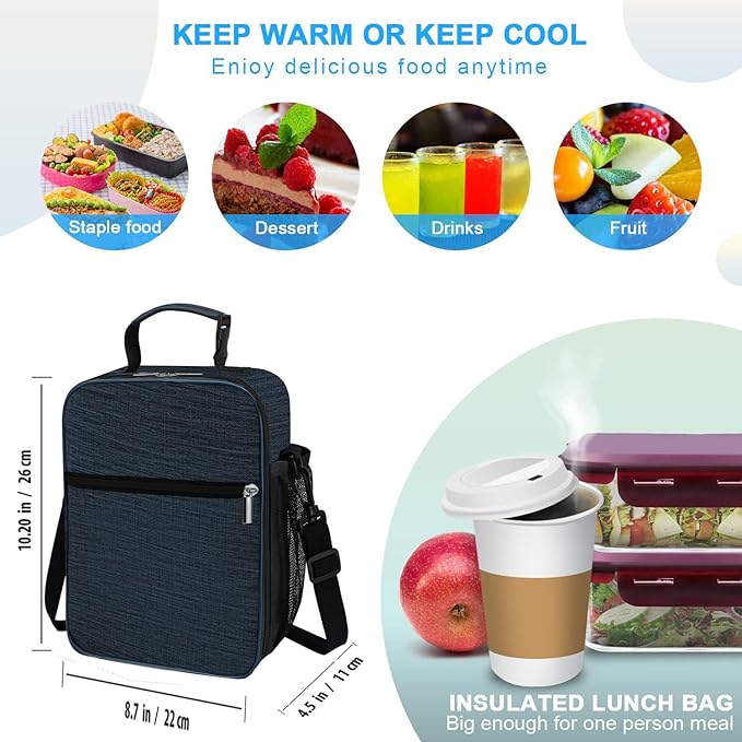 Lunch Box for Men - Reusable Lunch Bag Men Adult Women- Insulated Small LunchBox