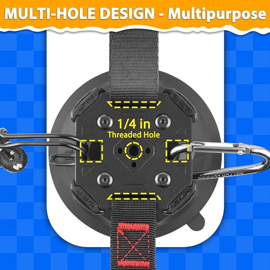 4PCS Upgrade Heavy Duty Rotating Vacuum Suction Cups Anchor Hooks With 4PCS Buckles ,Large Hook Suction Cup Hangers,Strong Suction Cup Hook for RV Awning Camping Outdoor,Window Suction Cups With Hook