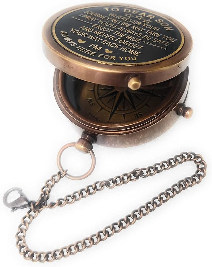 Inspiration Gift for Men Women Engraved Compass - Go Confidently - Thoreau Quote, You're Awesome Employee, Coworker Meaningful Gift for him her