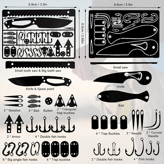 Survival Card Multitool Camping Fishing Tool with Fishing Line and Survival Credit Card Tools EDC Wallet Multifunctional Survival Tool for Outdoor Hunting Fishing Hiking