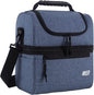 MIER 2 Compartment Lunch Bag for Men Women, Leakproof Insulated Cooler Bag for Work, Bluesteel, Medium