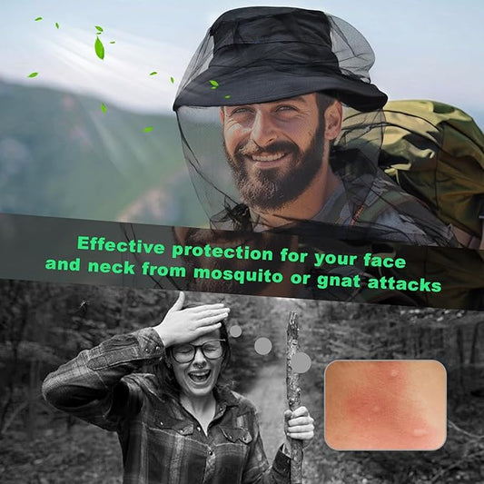 tupi Mosquito Head Net for Insects, 2 Pack, Premium Bug Net for Head, Fly & Bug Protection | Ultra Large & Long, Finest Holes for Camping, Hiking, Fishing, Gardening, Fits All Hats for Men & Women
