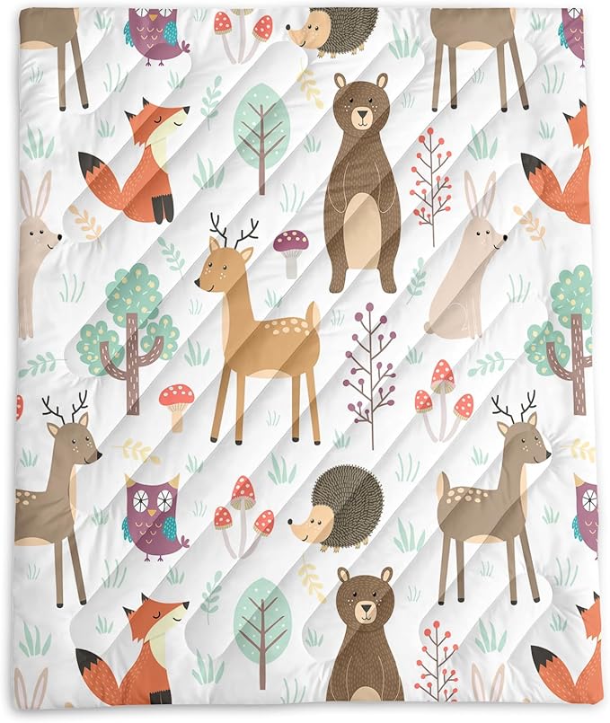 Axolotl Wild Animal Theme Printed Camping Blanket,Deer Bear Fox Waterproof Blanket,Mushroom Botanical Packable Outdoor Blanket,Woodland Hedgehog Owl Backpacking Quilt for Camping,Hiking,Stadium,Picnic