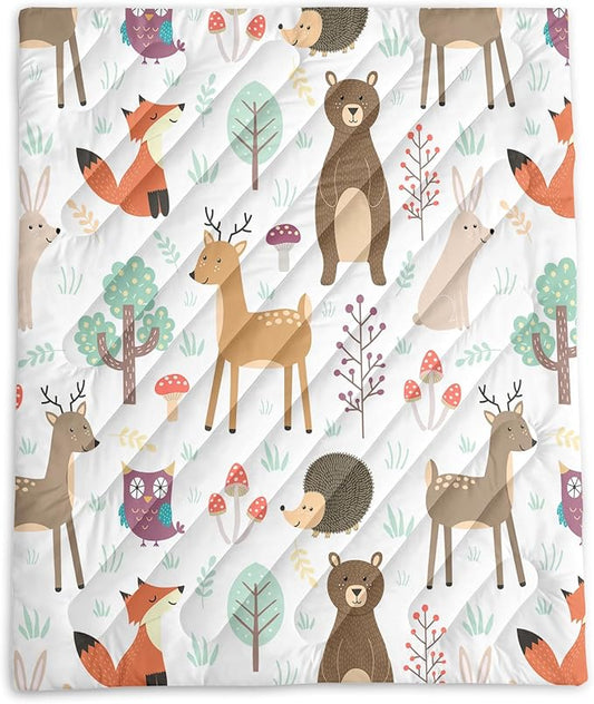Axolotl Wild Animal Theme Printed Camping Blanket,Deer Bear Fox Waterproof Blanket,Mushroom Botanical Packable Outdoor Blanket,Woodland Hedgehog Owl Backpacking Quilt for Camping,Hiking,Stadium,Picnic