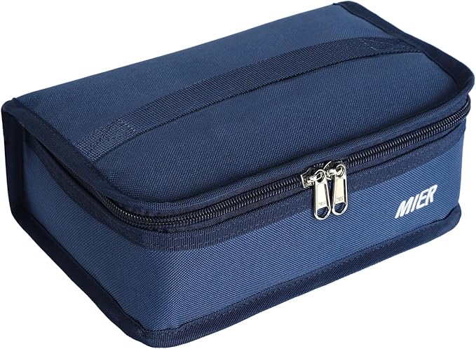 MIER Portable Thermal Insulated Cooler Bag Mini Lunch Bag for Kids, Navy Blue