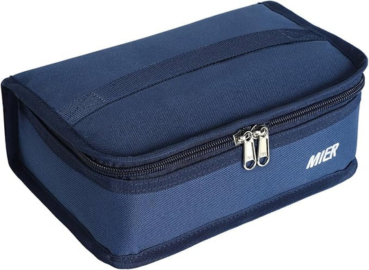 MIER Portable Thermal Insulated Cooler Bag Mini Lunch Bag for Kids, Navy Blue
