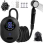 Lightweight Portable Camping Shower, 6000mAh Rechargeable Outdoor Shower Pump with 5 Pressure Modes, Filtered Shower Head, Temperature & Power Display for Hiking, Travel, Washing, Emergency