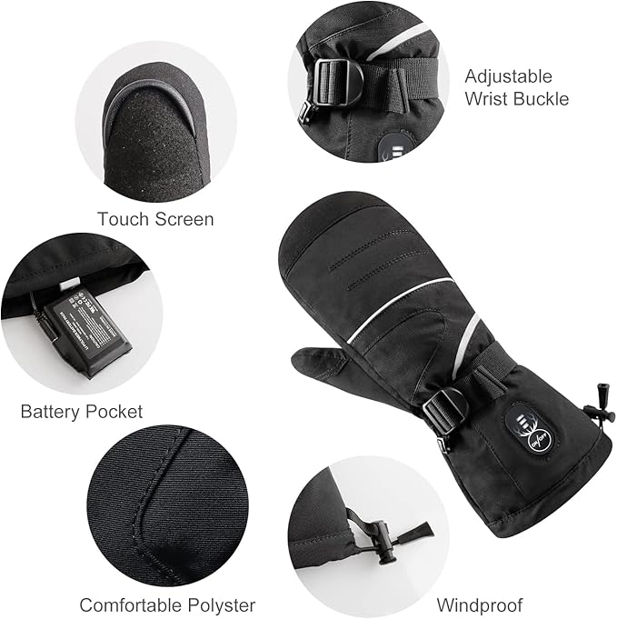 SNOW DEER Heated Gloves Electric Upgraded Men Women 7.4V Rechargeable Battery Gloves,Heated Motorcycle Glove Mittens