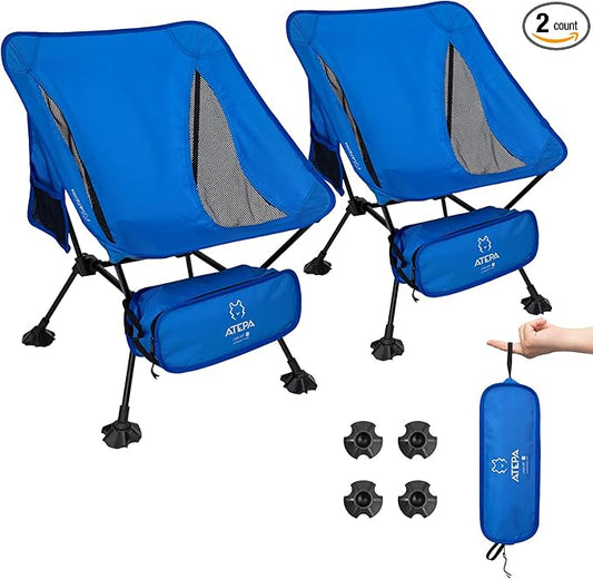 ATEPA Backpacking Chair, Ultralight Folding Portable Small Camping Chairs for Adults Compact Foldable Beach Seat with Anti-Sinking Feet & Aluminum Frame for Outdoor Hiking Travel Fishing