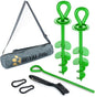 Dog Tie Out Stake - Heavy Duty Dog Stake for Large Dogs up to 210 lbs, Dog Stakes for Outside to use with Any Dog Tie Out Cable or Dog Leads for Yard (G2- Green (2-Pack))
