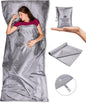 The Friendly Swede Sleeping Bag Liner Ultralight - Thin Travel Sheets for Hotel; Silky Feel Camping Sheets & Adult Sleep Sack for Backpacking and Hiking; Travel Sleeping Bag - Grey (Velcro)