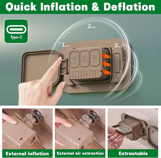 Twin Air Mattress, Upgrade Wireless Inflatable Mattress with 4000mAh Rechargeable Battery Built-in Pump for Quick and Easy Inflation/Deflation, ideal inflatable bed for home, camping and guests