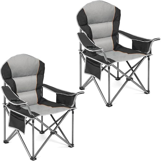 OLIXIS Heavy Duty Camping Chairs 450lbs Capacity Portable Folding Chair with Cup Holder and Cooler Bag,Sturdy Steel Frame Outdoor Chair for Backyard,Beach,Fishing