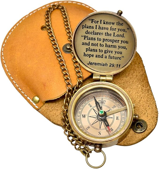 FYNJREX for i Know Enrgraved Compass Religious Gift for Men Women boy Baptism First communiun Graduation Gift Christmas Unique Gift for Son Christian Gift for Teen Communion