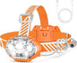 Rechargeable Headlamp, 20000 High Lumen 5 LED Head Lamp with Red White Light, IPX4 Waterproof Headlight,8 Mode Head Flashlight for Outdoor Running Hunting Fishing Hiking Camping Gear-Orange