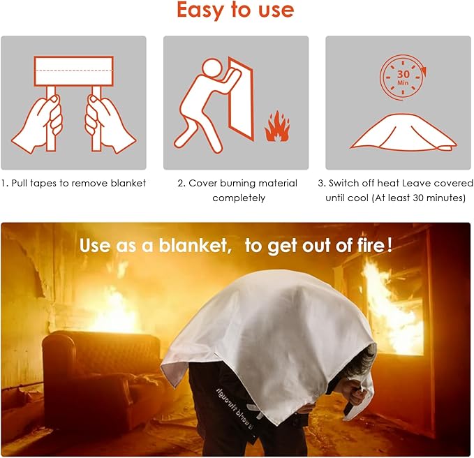 Emergency Fire Blanket for Home and Kitchen Fiberglass Fire Suppression Blanket Great for School Warehouse Camping Car Office Grill (4 Pack, 40 in X 40 in)