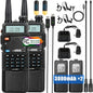BAOFENG Radio UV-5R 2Pack with 3800mAh Extended Battery and USB Charger Cable, Rechargeable Handheld Ham Radios Long Range (VHF & UHF) with High Gain Antenna and Programming Cable (2Pack)